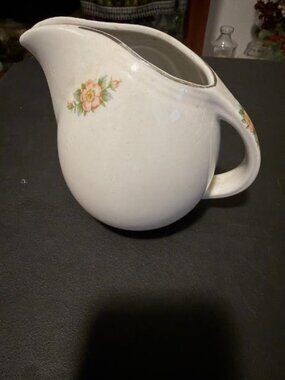 Vintage Halls Rose Ceramic White 658 Creamer Spring Flower 5.5" Tall